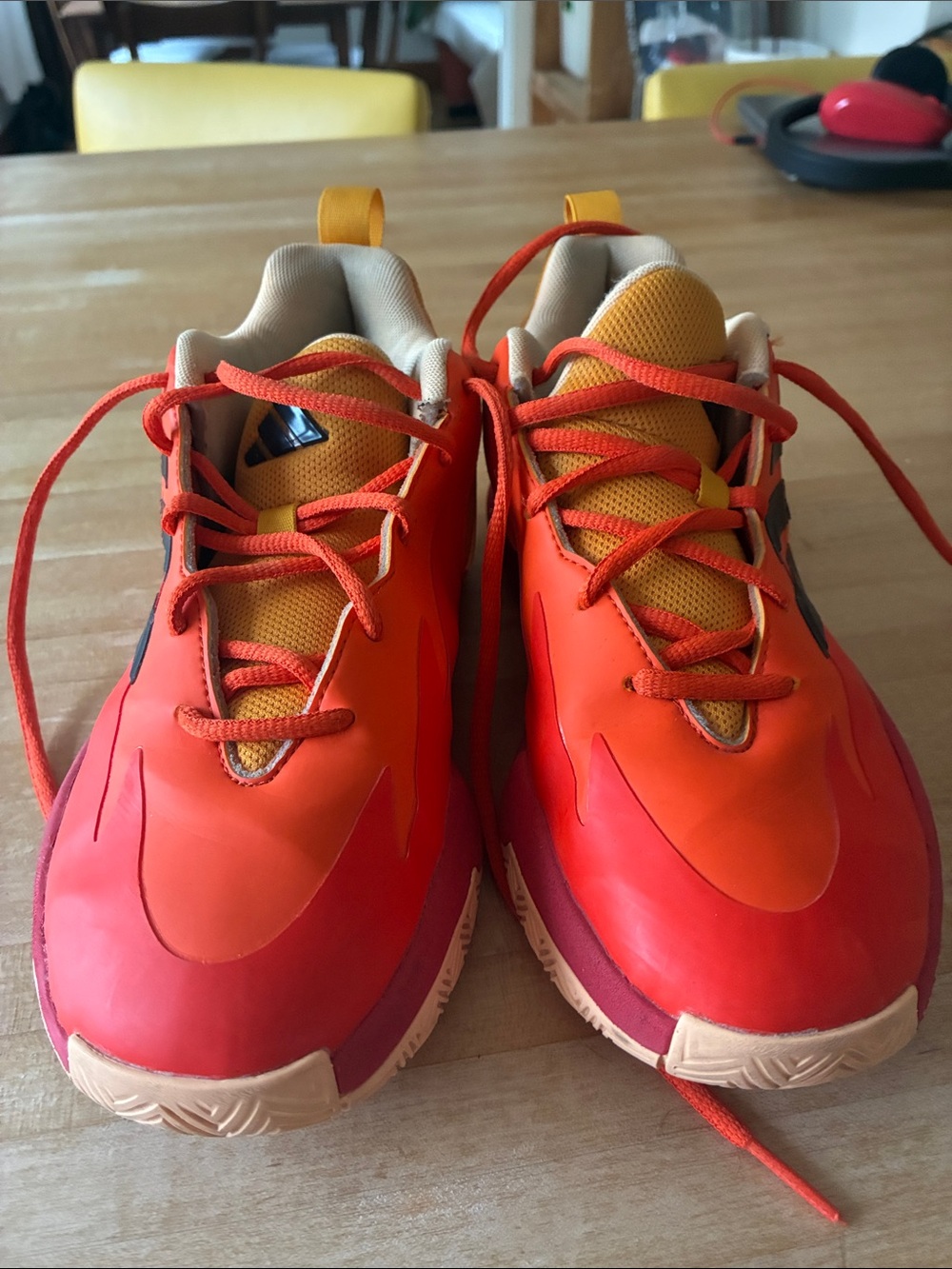 Kids Bright Orange Addidas Athletic Sneakers - Comfortable Basketball 🏀 Shoes